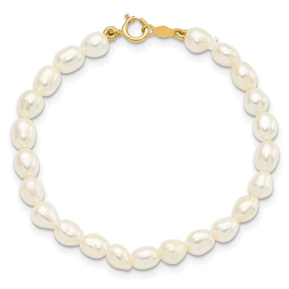 14K Yellow Gold White Freshwater Cultured Pearl 14 In. Necklace, 5 In. Bracelet & Earring Set