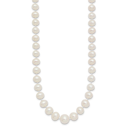 14K Yellow Gold 4-9mm White Freshwater Cultured Pearl Graduated Necklace