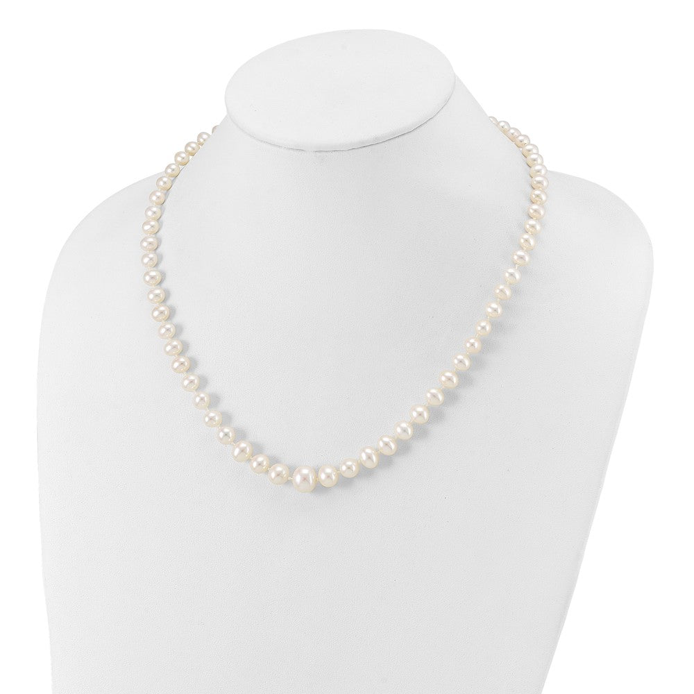 14K Yellow Gold 4-9mm White Freshwater Cultured Pearl Graduated Necklace