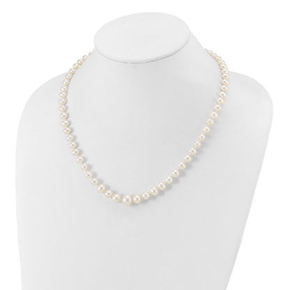 14K Yellow Gold 4-9mm White Freshwater Cultured Pearl Graduated Necklace