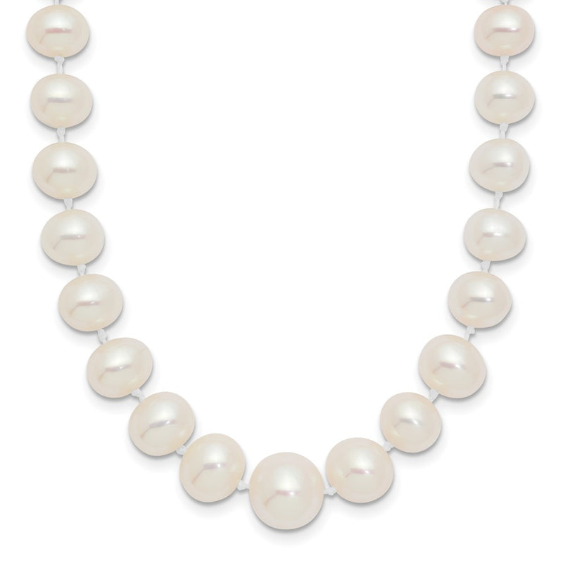 14K Yellow Gold 4-9mm White Freshwater Cultured Pearl Graduated Necklace