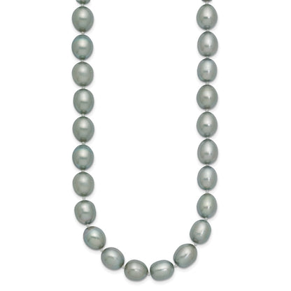 14K White Gold 8-9mm Grey Rice Freshwater Cultured Pearl Necklace