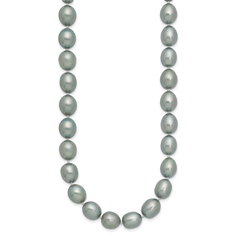 14K White Gold 8-9mm Grey Rice Freshwater Cultured Pearl Necklace