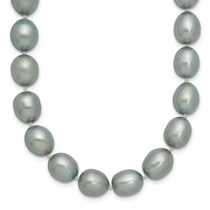 14K White Gold 8-9mm Grey Rice Freshwater Cultured Pearl Necklace