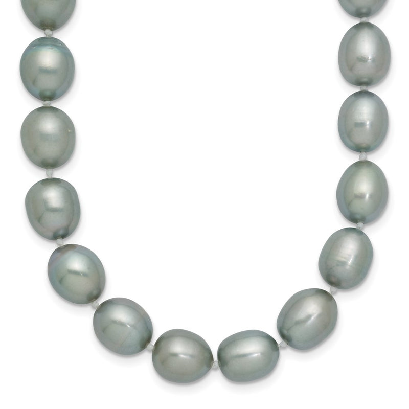 14K White Gold 8-9mm Grey Rice Freshwater Cultured Pearl Necklace