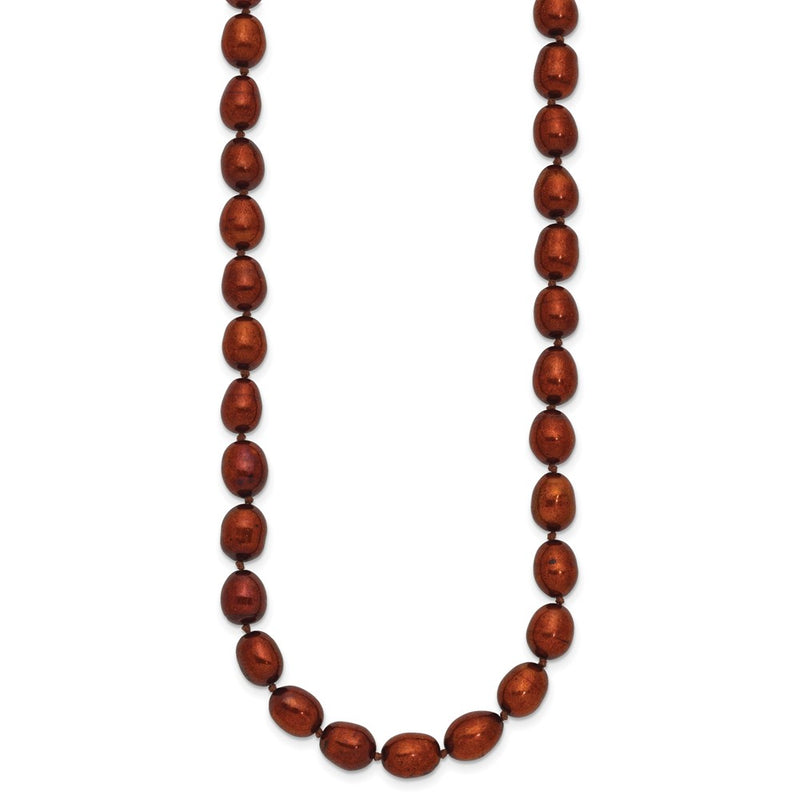 14K Yellow Gold 7-8mm Brown Rice Freshwater Cultured Pearl Necklace