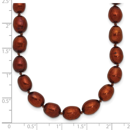 14K Yellow Gold 7-8mm Brown Rice Freshwater Cultured Pearl Necklace