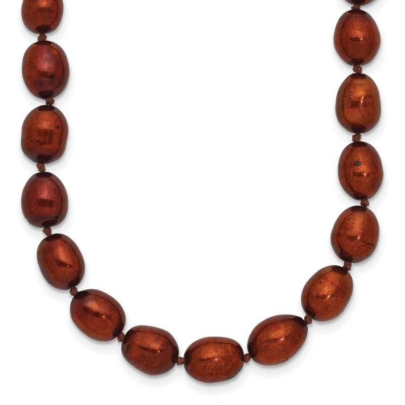 14K Yellow Gold 7-8mm Brown Rice Freshwater Cultured Pearl Necklace