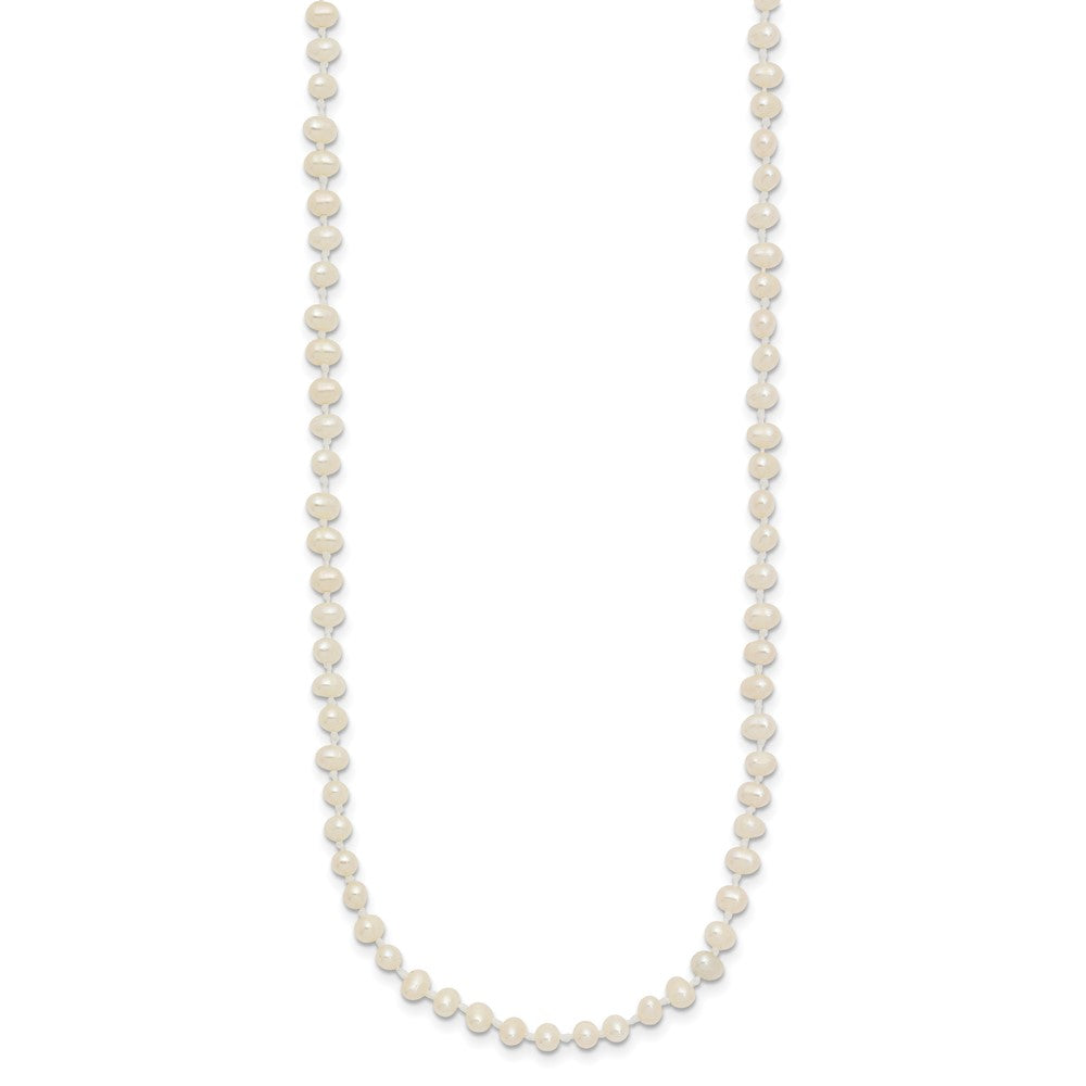 14K Yellow Gold Children'S 3 4mm White Semi Round Freshwater Cultured Pearl 12 Inch Necklace