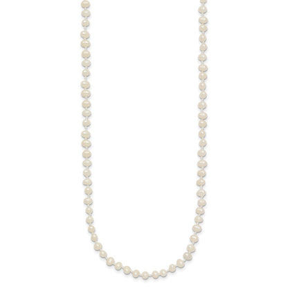 14K Yellow Gold Children'S 3 4mm White Semi Round Freshwater Cultured Pearl 12 Inch Necklace