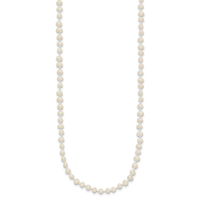 14K Yellow Gold Children'S 3 4mm White Semi Round Freshwater Cultured Pearl 12 Inch Necklace