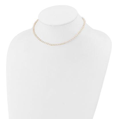 14K Yellow Gold Children'S 3 4mm White Semi Round Freshwater Cultured Pearl 12 Inch Necklace