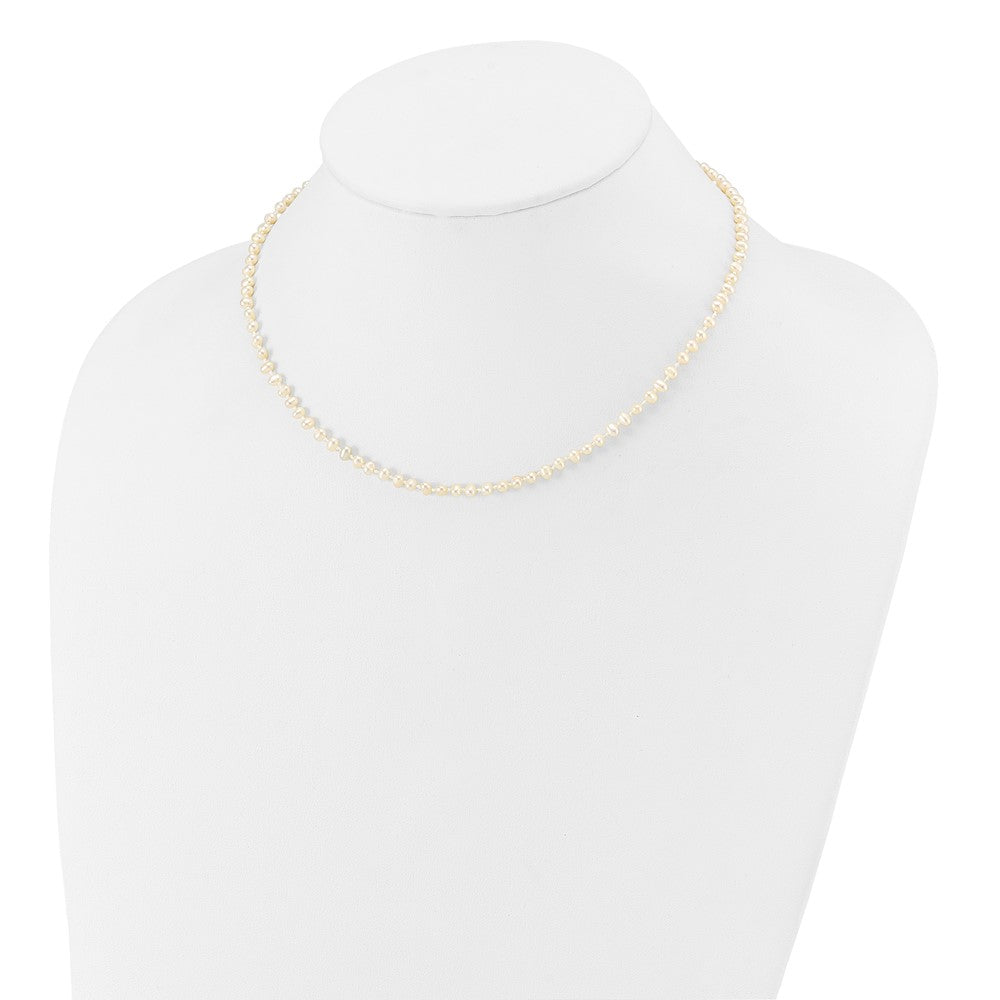 14K Yellow Gold 3 4mm White Semi Round Freshwater Cultured Pearl 14 Inch Necklace