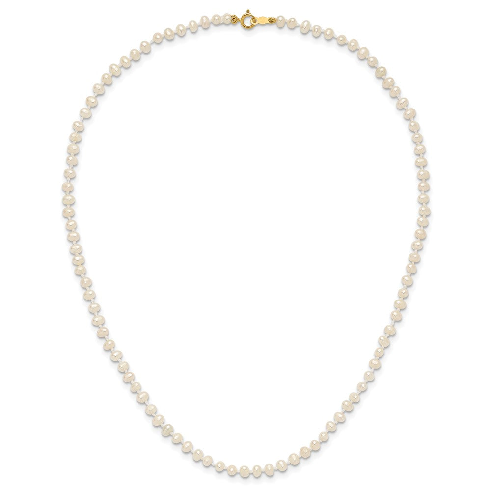 14K Yellow Gold 3 4mm White Semi Round Freshwater Cultured Pearl 14 Inch Necklace