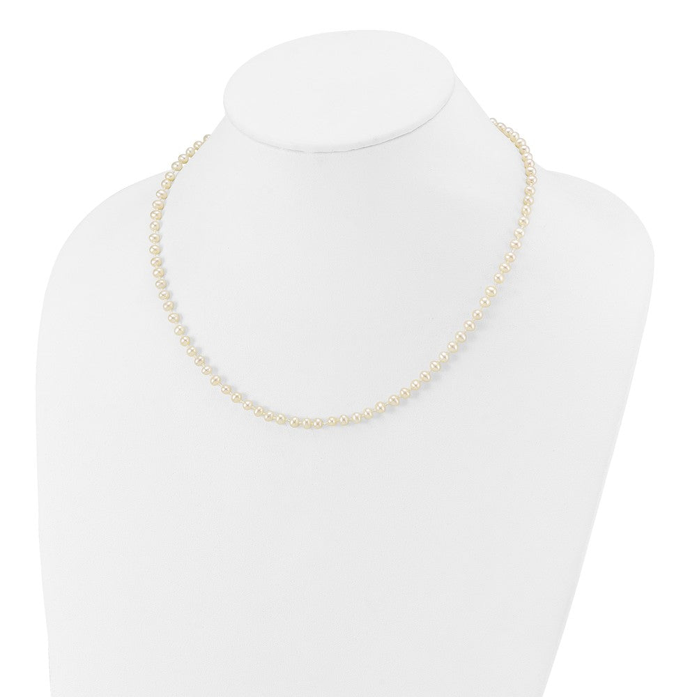 14K Yellow Gold 3 4mm White Semi Round Freshwater Cultured Pearl 16 Inch Necklace