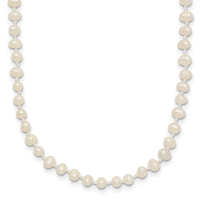 14K Yellow Gold 3 4mm White Semi Round Freshwater Cultured Pearl 16 Inch Necklace