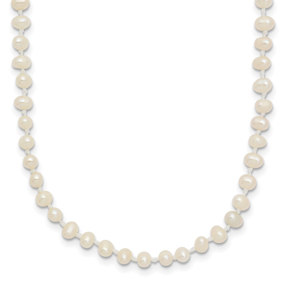 14K Yellow Gold Children'S 3 4mm White Semi Round Freshwater Cultured Pearl 12 Inch Necklace