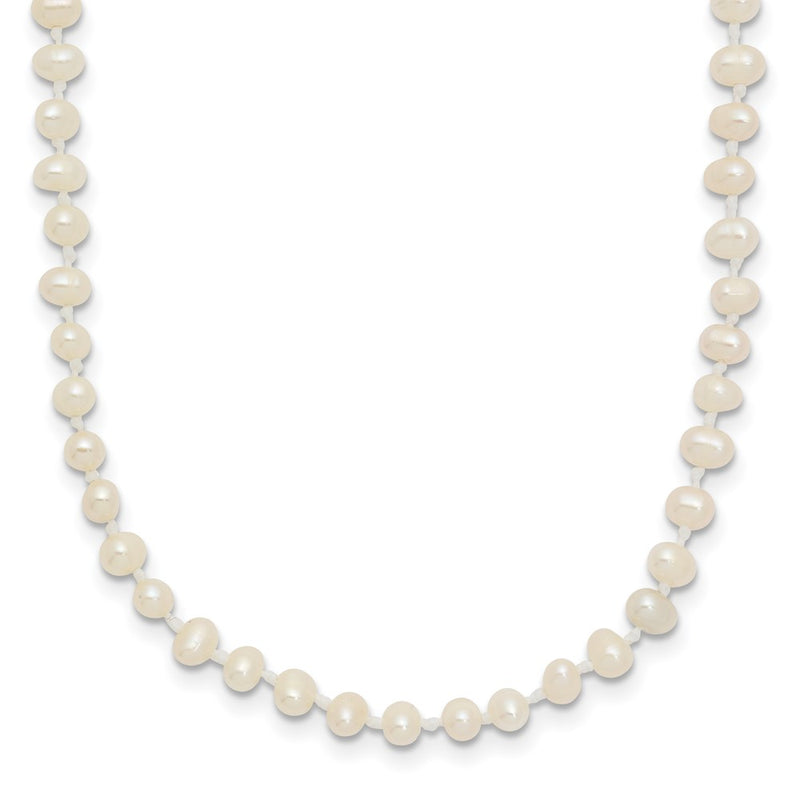 14K Yellow Gold Children'S 3 4mm White Semi Round Freshwater Cultured Pearl 12 Inch Necklace