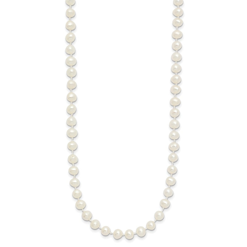 14K Yellow Gold 4 5mm White Semi Round Freshwater Cultured Pearl 12 Inch Necklace