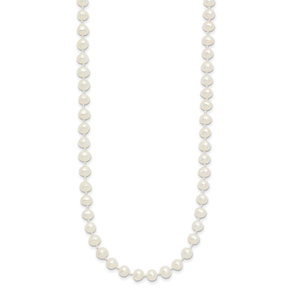 14K Yellow Gold 4 5mm White Semi Round Freshwater Cultured Pearl 14 Inch Necklace
