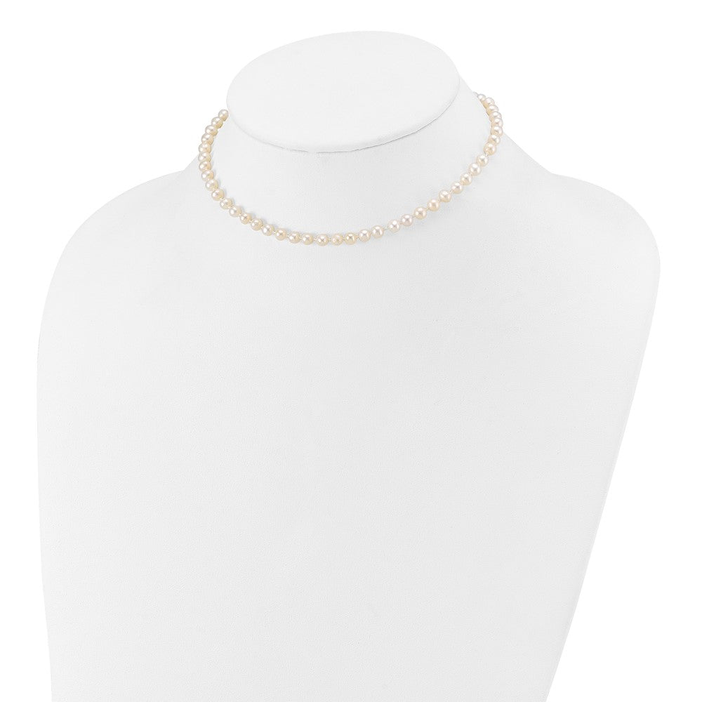 14K Yellow Gold 4 5mm White Semi Round Freshwater Cultured Pearl 12 Inch Necklace