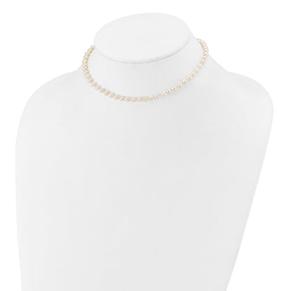 14K Yellow Gold 4 5mm White Semi Round Freshwater Cultured Pearl 12 Inch Necklace