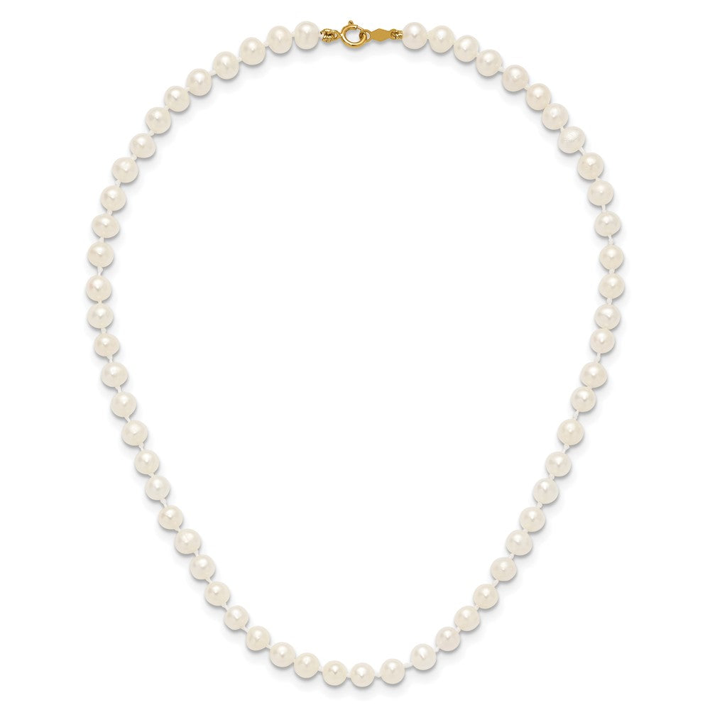 14K Yellow Gold 4 5mm White Semi Round Freshwater Cultured Pearl 12 Inch Necklace