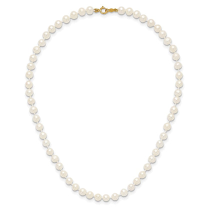 14K Yellow Gold 4 5mm White Semi Round Freshwater Cultured Pearl 12 Inch Necklace