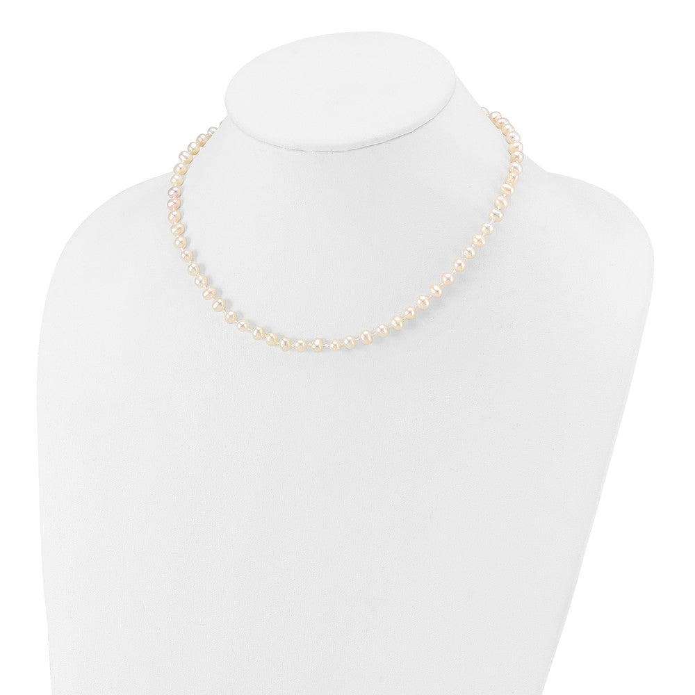 14K Yellow Gold 4 5mm White Semi Round Freshwater Cultured Pearl 14 Inch Necklace