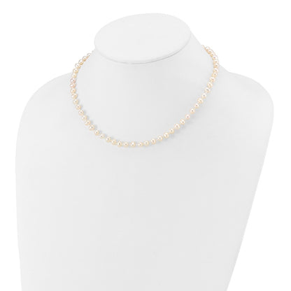 14K Yellow Gold 4 5mm White Semi Round Freshwater Cultured Pearl 14 Inch Necklace