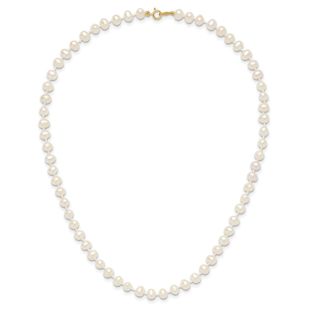 14K Yellow Gold 4 5mm White Semi Round Freshwater Cultured Pearl 14 Inch Necklace