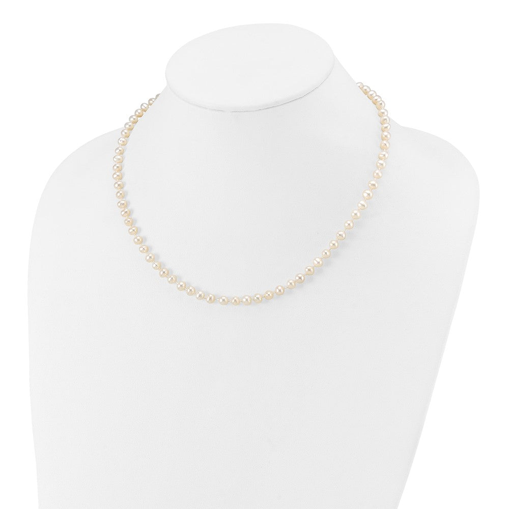 14K Yellow Gold 4 5mm White Semi Round Freshwater Cultured Pearl 16 Inch Necklace