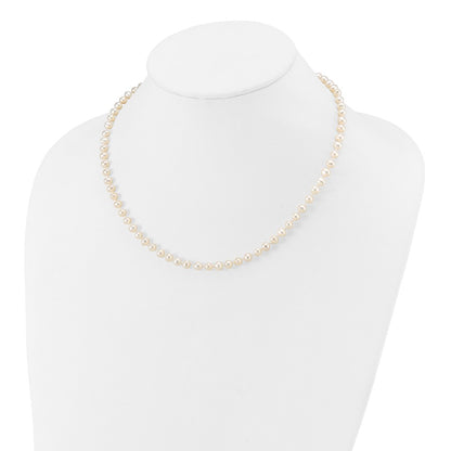 14K Yellow Gold 4 5mm White Semi Round Freshwater Cultured Pearl 16 Inch Necklace