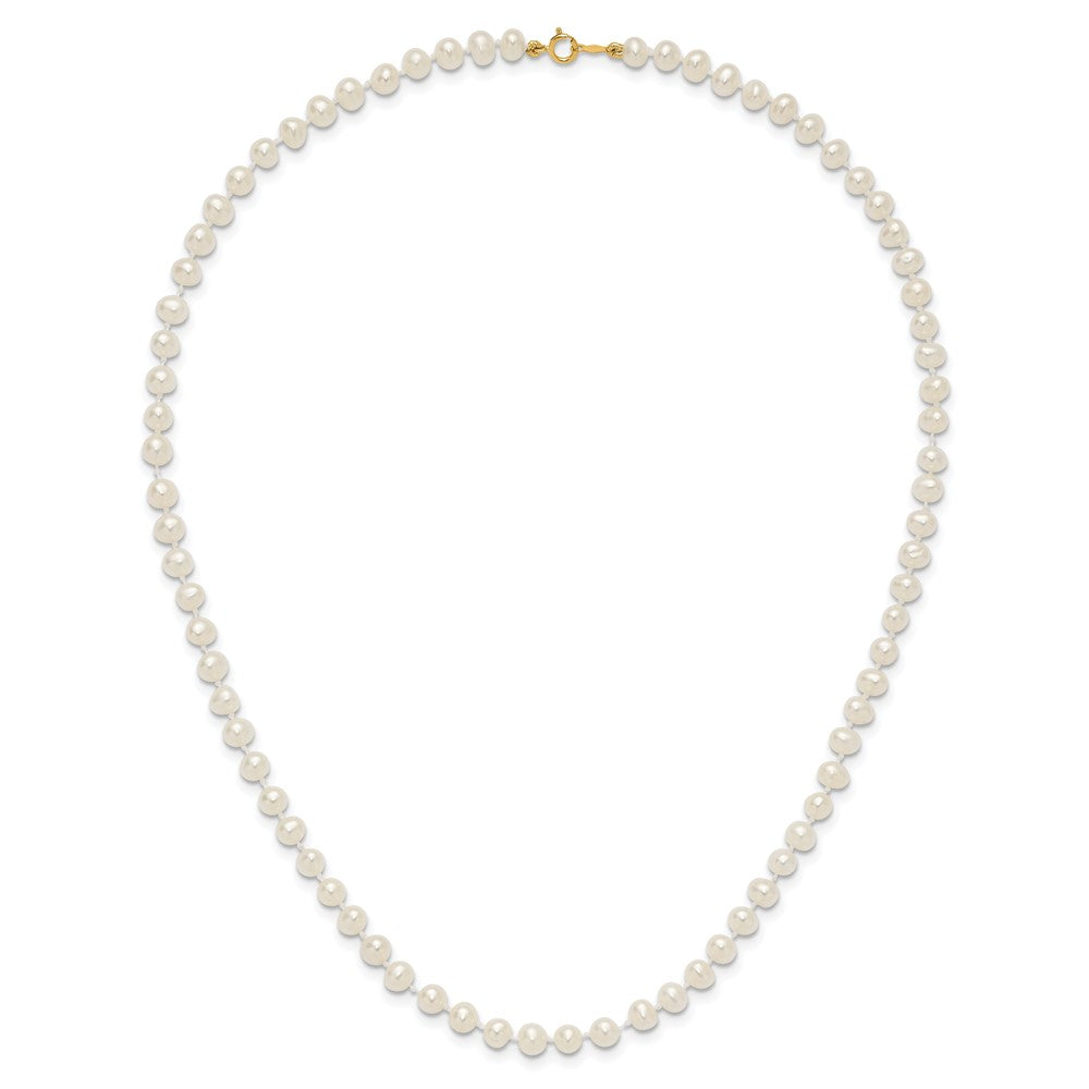 14K Yellow Gold 4 5mm White Semi Round Freshwater Cultured Pearl 16 Inch Necklace