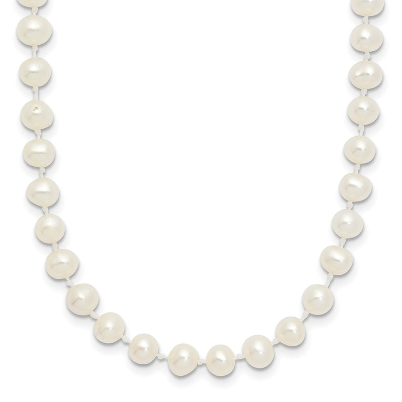 14K Yellow Gold 4 5mm White Semi Round Freshwater Cultured Pearl 16 Inch Necklace