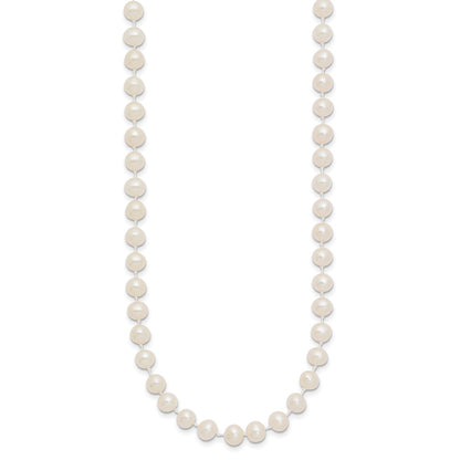 14K Yellow Gold 5 6mm White Semi Round Freshwater Cultured Pearl 12 Inch Necklace