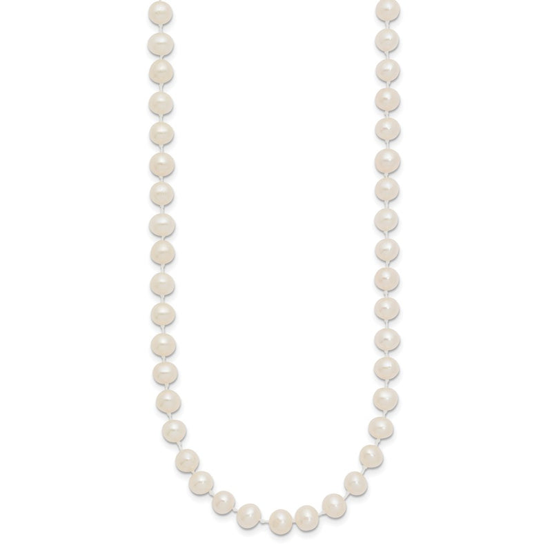 14K Yellow Gold 5 6mm White Semi Round Freshwater Cultured Pearl 12 Inch Necklace