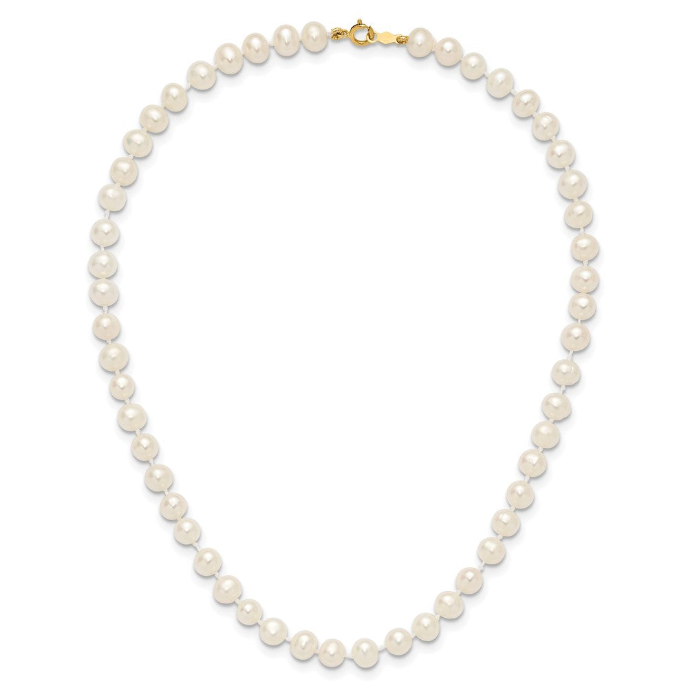 14K Yellow Gold 5 6mm White Semi Round Freshwater Cultured Pearl 14 Inch Necklace