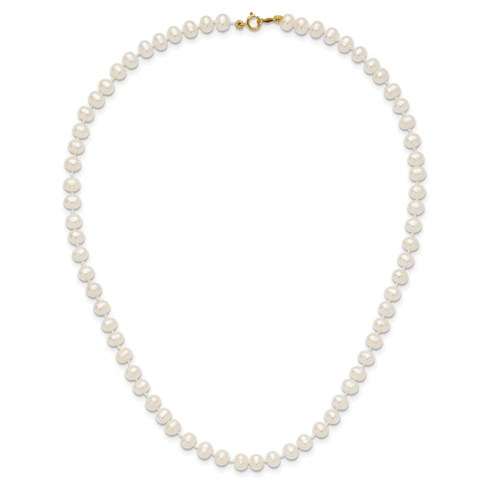 14K Yellow Gold 5 6mm White Semi Round Freshwater Cultured Pearl 14 Inch Necklace