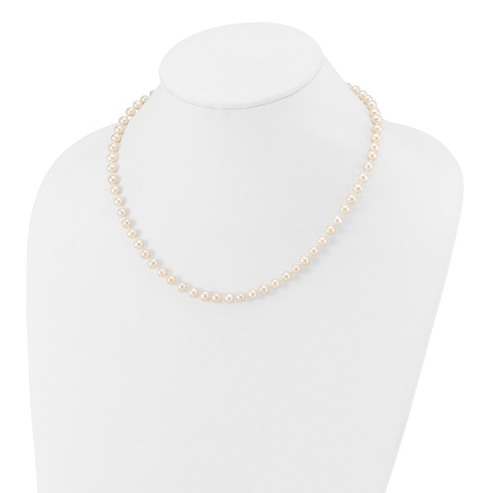14K Yellow Gold 5 6mm White Semi Round Freshwater Cultured Pearl 16 Inch Necklace