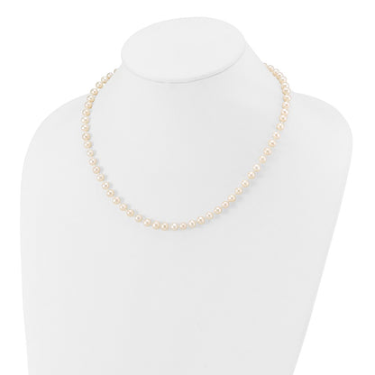 14K Yellow Gold 5 6mm White Semi Round Freshwater Cultured Pearl 16 Inch Necklace