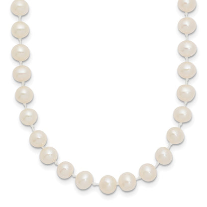 14K Yellow Gold 5 6mm White Semi Round Freshwater Cultured Pearl 14 Inch Necklace