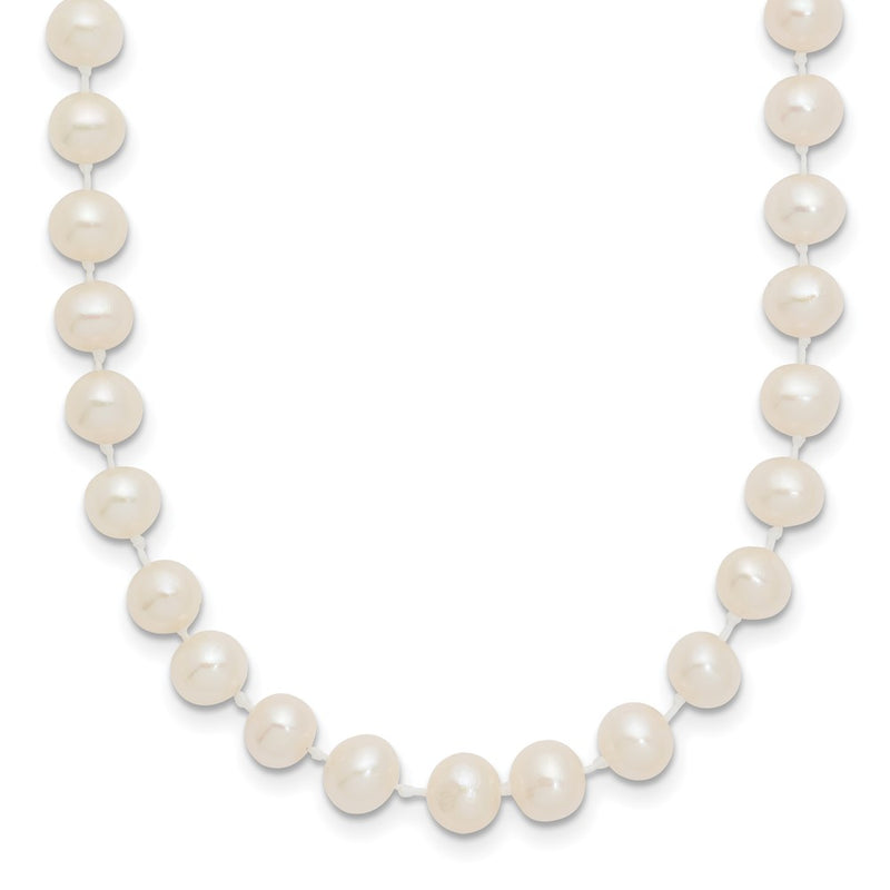 14K Yellow Gold 5 6mm White Semi Round Freshwater Cultured Pearl 12 Inch Necklace