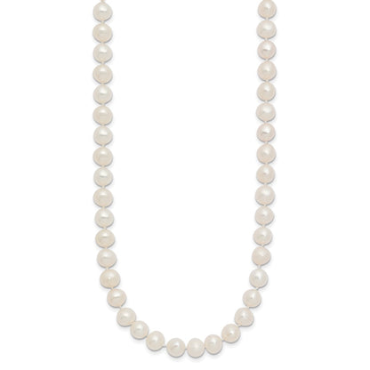 14K Yellow Gold 6 7mm White Semi Round Freshwater Cultured Pearl 14 Inch Necklace