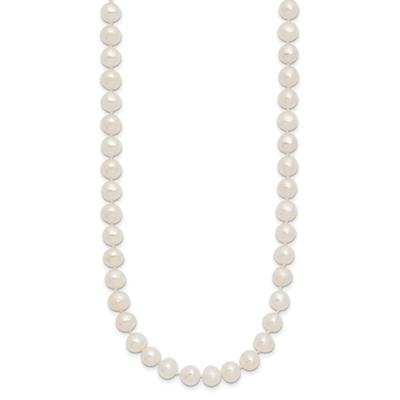 14K Yellow Gold 6 7mm White Semi Round Freshwater Cultured Pearl 14 Inch Necklace