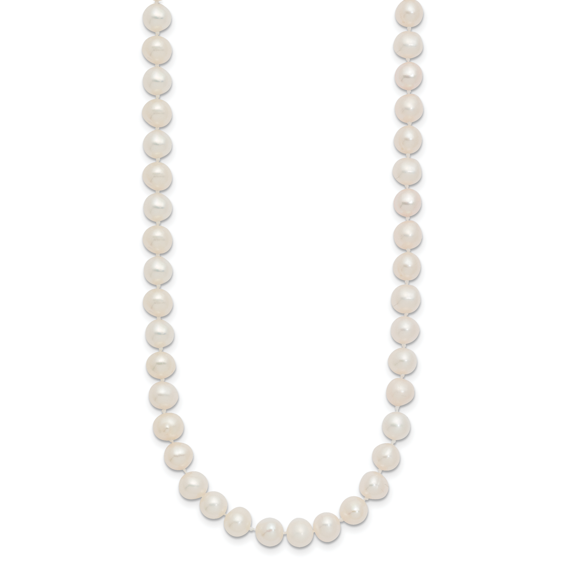 14K Yellow Gold 6 7mm White Semi Round Freshwater Cultured Pearl 16 Inch Necklace