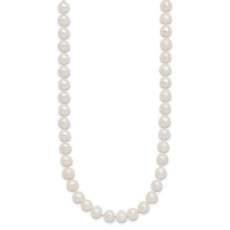 14K Yellow Gold 6 7mm White Semi Round Freshwater Cultured Pearl 16 Inch Necklace
