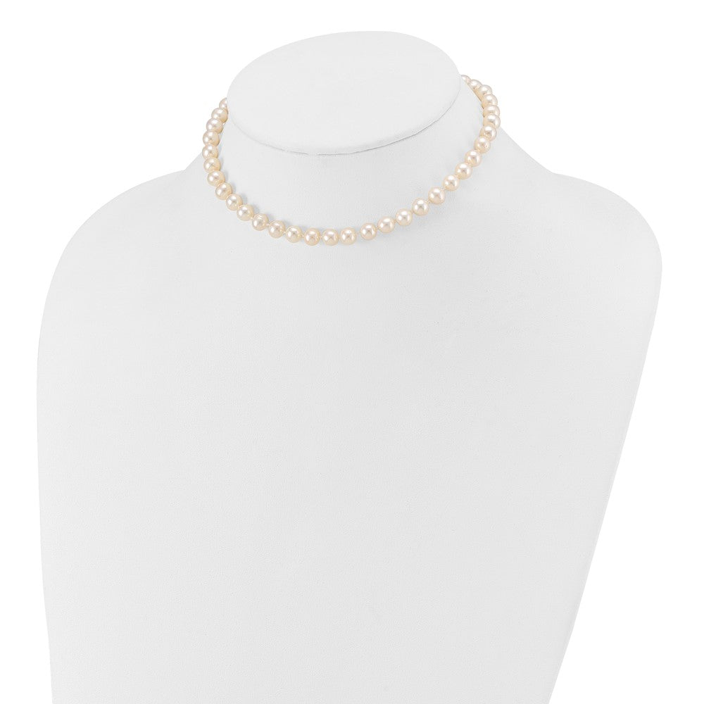 14K Yellow Gold 6 7mm White Semi Round Freshwater Cultured Pearl 12 Inch Necklace