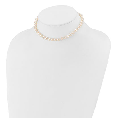 14K Yellow Gold 6 7mm White Semi Round Freshwater Cultured Pearl 12 Inch Necklace