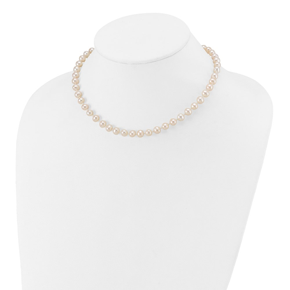 14K Yellow Gold 6 7mm White Semi Round Freshwater Cultured Pearl 14 Inch Necklace